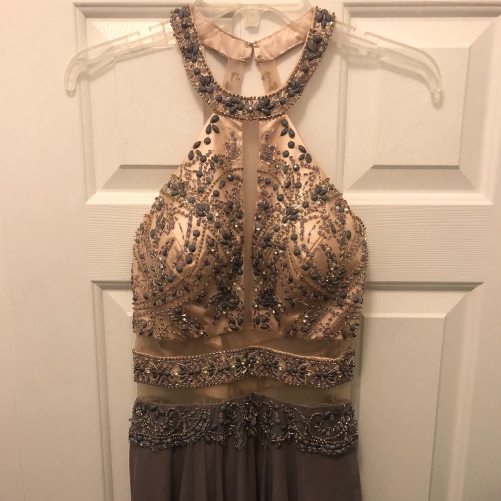 Lavender/Mauve and Gold Beaded Dress